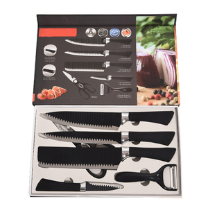 Juego de cuchillos de cocina de alto carbono, conjunto de cuchillos de cocina de lujo de acero inoxidable, color negro, <span class=keywords><strong>6</strong></span> uds. - Product Image 1