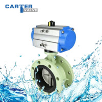 Válvula de Mariposa Neumática Carter con Brida de Acero Fundido WCB, Actuador Neumático con Posicionador, Sellado Bidireccional para HVAC, Aceite y Agua