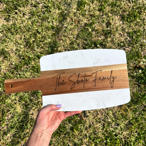 Hoa Kỳ Miễn Phí Vận Chuyển Nhà Nóng Lên Quà Tặng Hình Chữ Nhật Dày Keo Bằng Gỗ Đá Cẩm Thạch Pho Mát Cắt Và Coaster Bộ - Product Image 1