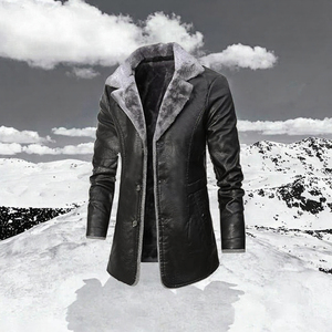 Chaqueta Bomber Impermeable con Capucha y Forro de Cuero para Hombre Golden Weather, Cuello Redondo, Cortavientos, Gruesa, Corte Regular - Product Image 1