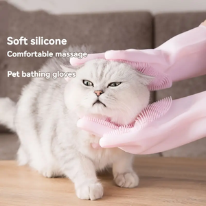 Hot bán Silicone Pet chải chuốt làm sạch găng tay con chó và mèo tắm dầu gội Găng tay với Pet bàn chải - Product Image 3