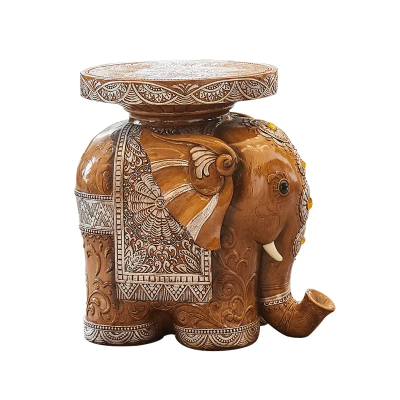 Antique luxury home decor accessories living room bedroom elephant design floor sculpture resin craft small shelving table stool