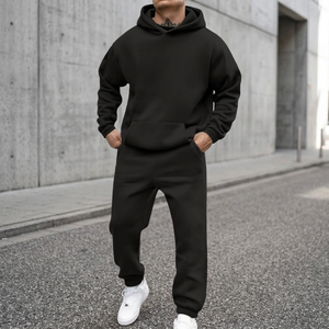 Conjunto Deportivo de Sudadera con Capucha y Pantalones Jogger para Hombre, de Poliéster/Algodón, con Logotipo Personalizado, Felpa Gruesa, Secado Rápido, Ropa Casual de Invierno, Venta al Por Mayor - Product Image 3