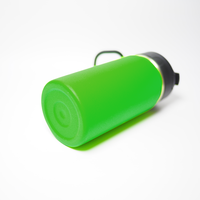 Tragbare Grüne Wasserflasche mit Strohhalm-Deckel & Tragering Auslaufsichere Reiseflasche 350ml Doppelwandige Vakuumisolierte Flasche