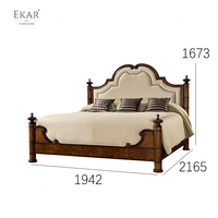 Cama Inglesa de Lujo EKAR Sovereign Manor |   Madera de Burl Tallada a Mano y Marco Tapizado |   Muebles de Dormitorio Principal de Primera Calidad