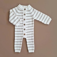 Combinaison en tricot pour bébé à manches longues, épaisse et chaude, avec un motif floral texturé, écologique, 100% coton, pour nourrissons et tout-petits