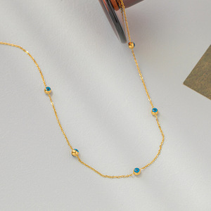 Collar de Ojos Turcos con Cuentas de Circonio, Chapado en Oro de 18K, Acero Inoxidable, Impermeable, Clásico y Moderno, para Mujer, Bodas y Fiestas - Product Image 3