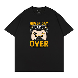 Camiseta unisex de algodón con cuello redondo, estampado de controlador de juegos negro, ropa transpirable para deportes electrónicos Q112 - Product Image 1