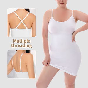 2023 <span class=keywords><strong>grande</strong></span> <span class=keywords><strong>taille</strong></span> sans couture vêtements porter moulante femmes <span class=keywords><strong>Corset</strong></span> Slip construit Spaghetti Shaper robe ventre contrôle Shapewear robes - Product Image 4