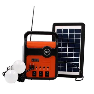 AC-Aufladung 3 Glühbirnen Mit 9 V3W Solarmodulen 6 V3A TF/USB/FM/Lautsprecher funktion/Mobile/Light Solarpanels System preis