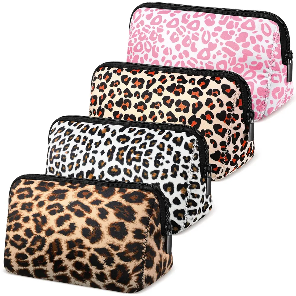 Borse cosmetiche personalizzate in Neoprene con stampa leopardata per le donne borse da viaggio per articoli da toeletta borse per il trucco con ghepardo