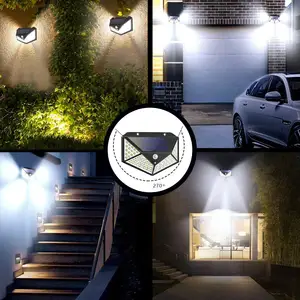 Wholesale IP65 Solar Garden Wall Light 100W Outdoor Waterproof LED Floodlight PIR Motion Sensor Cool White LED Lamp Made Plastic