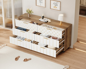 Armoire de rangement blanche moderne de luxe avec 6 <span class=keywords><strong>tiroirs</strong></span> Grande <span class=keywords><strong>commode</strong></span> Armoire de salon en bois pour entrée chambre - Product Image 3