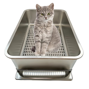 <span class=keywords><strong>Bac</strong></span> à litière en acier inoxydable double couche-Boîte de tamisage et de filtrage pour le nettoyage et l'hygiène des animaux domestiques - Product Image 1