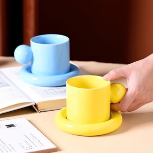 Vendita a caldo in alta qualità manico a sfera tazza per biscotti in ceramica tazza e piattino Set - Product Image 4