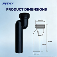 Connecteur de toilette professionnel personnalisé en plastique noir 45 mm excentrique pour WC HK723-1