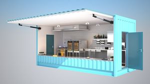 Cafetería Modular <span class=keywords><strong>en</strong></span> Contenedor Comercial para Exteriores con Asientos al Aire Libre y Terraza <span class=keywords><strong>en</strong></span> el Techo - Product Image 2