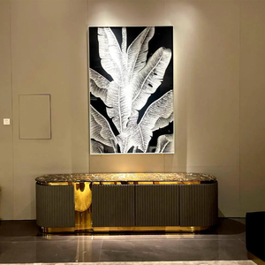 Meuble TV de Luxe en Acier Inoxydable Doré Effet Miroir, Meuble de Rangement Durable pour la Maison, Meuble TV en Bois pour Villa - Solution Tout-en-un - Product Image 1
