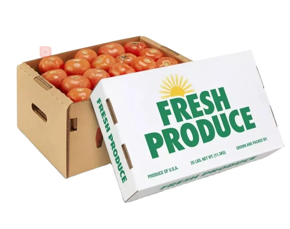 Embalagem personalizada e envio de tomates frescos com segurança, caixas de papelão ondulado para frutas e legumes