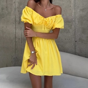 Nouvelles Robes Mini Tendance OEM pour Femmes – Robe d'Été Décontractée en Lin et Coton avec Taille Naturelle, Tissée, Unie et Sexy - Product Image 1