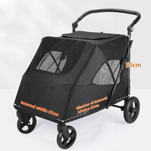 मध्यम/बड़े कुत्तों के लिए एक बटन फोल्डिंग चार पहिया पर्यावरण के अनुकूल कुत्ते चलने वाली गाड़ी ऑक्सफोर्ड एब्स सामग्री पालतू ट्रोल - Product Image 3