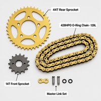 Kit de pignons de chaîne 428HPO 14T 44T pour moto tout-terrain Yamaha KTM Honda Dual Sport, jeu de transmission scellé avec joint torique