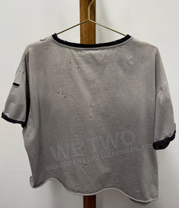 T-shirt à manches courtes surdimensionné à imprimé boxy, coupe et couture, imprimé graphique, délavage acide, effet délavé, t-shirt court personnalisé pour homme - Product Image 2