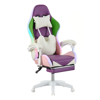 Fauteuil de jeu en cuir pivotant et inclinable ergonomique pour PC, avec repose-pieds, appui-tête et éclairage LED – Vente en gros