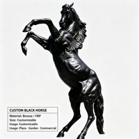 Sculpture de cheval dressé en bronze antique moulé, statue d'animal en métal, figurine, taille et couleur personnalisées, décoration pour la maison, le bureau ou le jardin