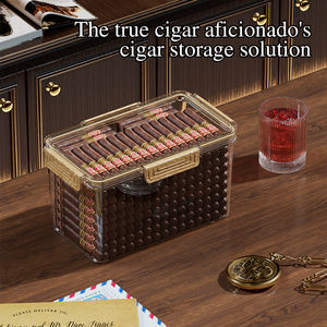Scatola di sigari a umidità costante dorata Zhanggong sigillata organizzatore di sigari portatili di grande capacità - Product Image 6