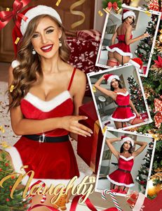 Set di Lingerie Natalizia Jiyun <span class=keywords><strong>per</strong></span> <span class=keywords><strong>Donna</strong></span>, Sexy Pigiama Babbo Natale, Abito Rosso Monopezzo in Velluto, Intimo <span class=keywords><strong>per</strong></span> Feste - Product Image 3