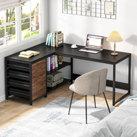 Bureau d'ordinateur en forme de L Tribesigns avec tiroirs de rangement, bureau d'angle de 59 pouces avec étagères
