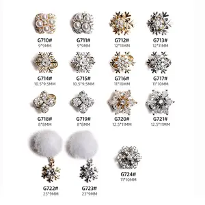 2022 Winter Popular Transfer Beads Rotating Nail Jewelry Snowflake Pearls Zircon Gold Luxury 3D Shiny Nail Diamond Rhinestones