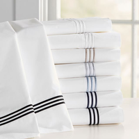 Linge de lit en Satin 100% coton, ensemble de literie personnalisée, hôtel, rayures, housse de couette blanche, taie d'oreiller, 3CM, 4 pièces