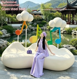 Banc de siège en fibre de verre en forme de nuage, chaise de loisirs, fabrication chinoise, pour extérieur, parc, maternelle, hôpital, parc d'attractions, créatif - Product Image 2
