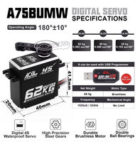 Servomoteur numérique AGF A7SBUMW 62KG Super Torque HV 0.092Sec Brushless IP67 Étanche Programmable 4S Grande Taille pour Buggy RC 1/8