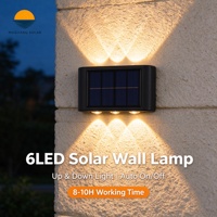 Lampe murale solaire en plastique à lentille convexe 6 LED, 300 mAh, blanc chaud et blanc froid, éclairage mural solaire extérieur pour entrée