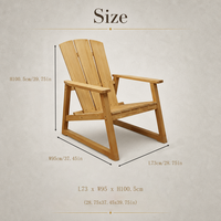 Chaise Adirondack moderne et durable en bois à dossier haut, chaise de relaxation individuelle pour balcon, pelouse, véranda extérieurs