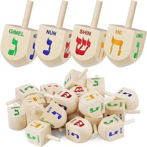 Juguete de escritorio para fiestas de Hanukkah transfronterizas, giróscopo de madera giratorio manual para interiores con estampado en caliente - Product Image 2