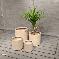 Set Pot Bunga Serat Tanah Liat Ukiran Tangan Gaya Amerika Ramah Lingkungan Modern Kapasitas 30L/set Ringan Tahan Lama untuk Lantai