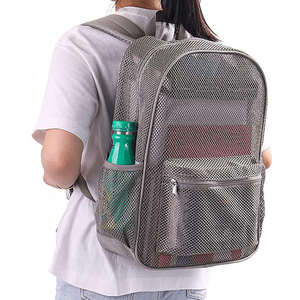 Zaino in rete personalizzata borsa da spiaggia Semi trasparente per sport Casual per bambini zaini da esterno trasparente per studenti - Product Image 6