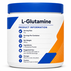 Poudre de L-Glutamine de Qualité Alimentaire Premium Personnalisée OEM/ODM Marque Privée Sans Produits Laitiers 250g Personnalisable Certifiée GMP Nourrissante - Product Image 6