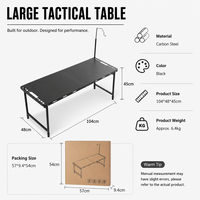 Table pliante tactique hydraulique multifonctionnelle légère réglable en hauteur pour le camping en plein air, mobilier d'extérieur en acier au carbone