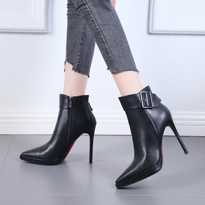 Autumn and Winter 2025 New Pointed Ultra-high Heel Ankle <b>Boots</b> Thin Heel Plush Single <b>Boots</b> Short <b>Boots</b> - Product Image 5