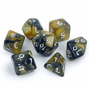 Nouvel ensemble de dés polyédriques bicolores (noir, or, blanc, bleu) à effet nacré, très demandé, pour D&D et jeux de société - Product Image 2