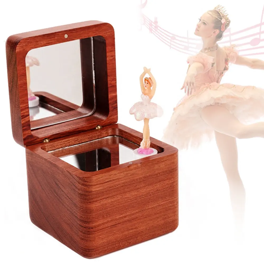 थोक नृत्य कताई बैले लड़की संगीत बॉक्स लकड़ी के संगीत बॉक्स कस्टम के साथ दर्पण ठोस लकड़ी रचनात्मक उपहार