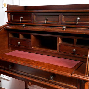 <span class=keywords><strong>Scrivania</strong></span> Secretaire Antica in Legno Massello Stile Americano Royal, Tavolo Marrone con Cassetti, Set Toeletta per Trucco, Design <span class=keywords><strong>Scrivania</strong></span> Secretaire - Product Image 3