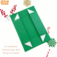 Boîte cadeau magnétique pliable personnalisée Jinbar, grande boîte en carton noir de luxe avec poignée et couvercle magnétique