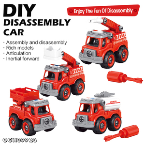 Set di Camion dei Pompieri Giocattolo Economico in Plastica Rossa Modello da Assemblare Articoli Cartoon per Bambini Giocattoli Educativi Precoci - Product Image 2