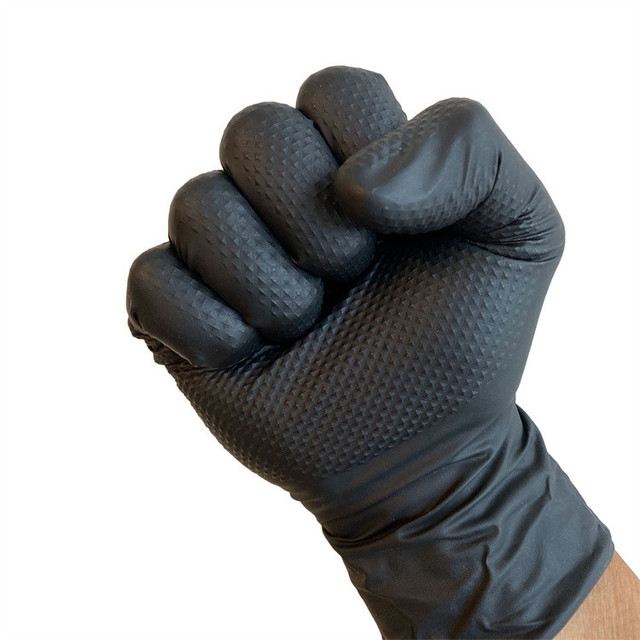 High Quality Powder Free Orange Diamond Textured Nitrile Gloves  6 Mil 8 Mil 9 Mil Synthetic Industrial Nitrile Gloves